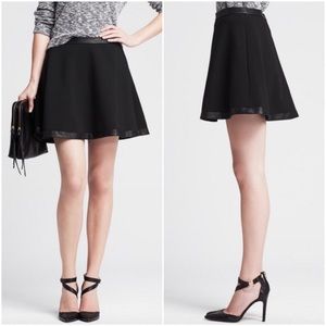 Banana Republic Black Leather Trim Skater Skirt
